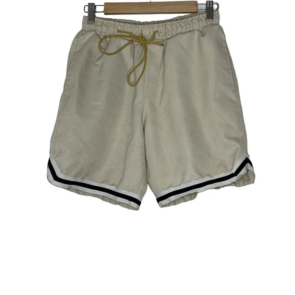 MNML  Black  Polyester  Drawstring Walking Shorts  with Pockets‎ Small Beige
